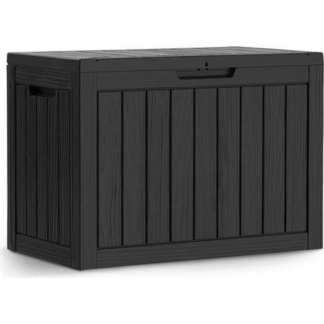 Coffre de jardin imperméable 170L boîte de rangement extérieur balcon terrasse plastique polypropylène noir (1/5)