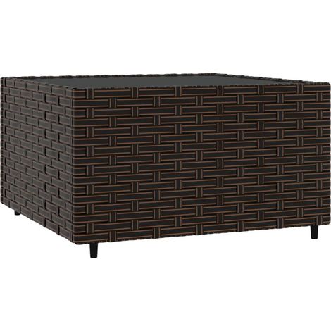 vidaXL Quadrat Gartenkaffee Tisch braun 50x50x30 cm aus geflochtener Kunstharz (1/3)