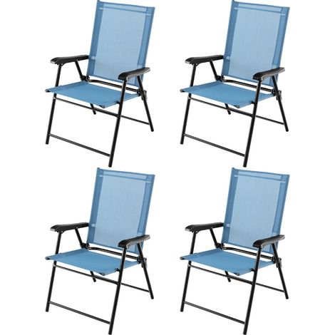 Set di 4 sedie da giardino pieghevoli 65 x 60 x 93 cm in tessuto traspirante comfort ergonomico struttura in metallo blu 200018837