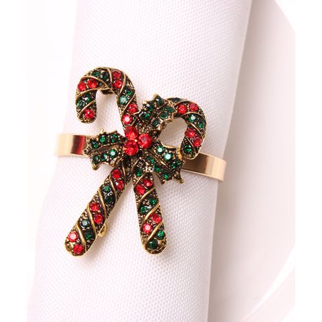 Set di 5 anelli portatovaglioli in metallo per Natale, ideali per cene natalizie, celebrazioni del Ringraziamento e decorazioni festive per la tavola di matrimoni.