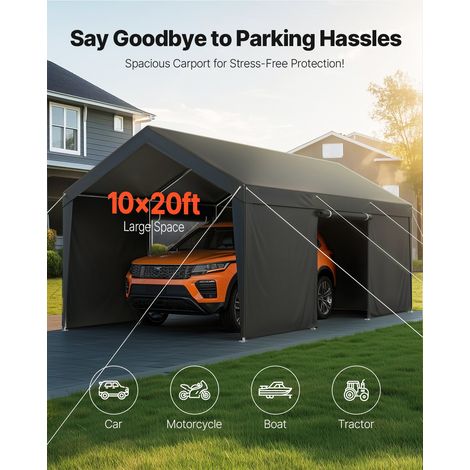 Tente Garage, 3,05 x 6,09 m, Carport Abri de Voiture Extérieur avec Parois Latérales Amovibles et Portes, Résistant aux UV et à l'E… (1/5)