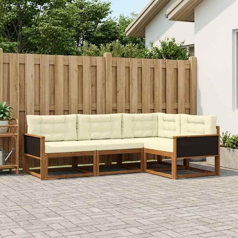vidaXL Outdoor-Sofagarnitur mit Kissen 4 pcs Natur und Creme (1/5)