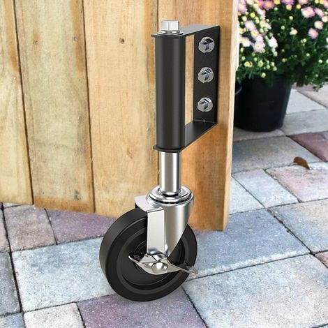 LaBlanc – Robustes Torrad, 100 mm, federbelastete Rollen, Lenkrollen, Torrad für Holztore und Zäune, Tragfähigkeit 100 kg (schwarz)