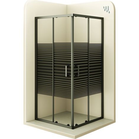 i-flair Schiebetür Duschkabine aus teilsatiniertem 6 mm Sicherheitsglas - DK67 90x95x180 cm