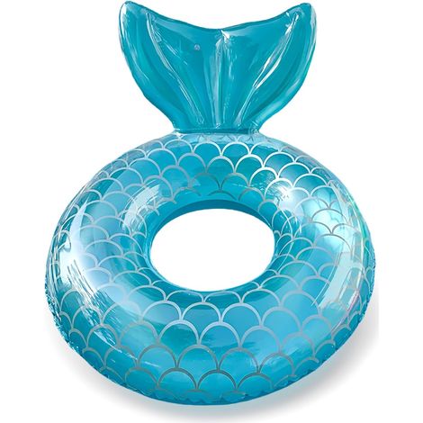 Flotador de sirena de 110 cm, flotador inflable para piscina para niños y adultos, anillo de natación inflable de sirena con cola de pez, flotador de PVC para piscina para niñas y mujeres, fiestas de  (1/5)