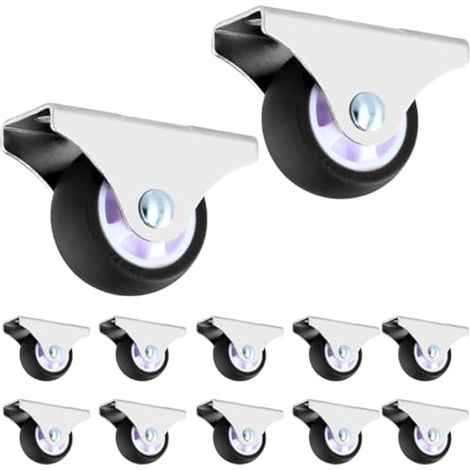 lot de 12 roulettes fixes pour meubles - roue TPE diamètre 38 mm - capacité de charge 45 kg - pour pièces à vivre et petits meubles (1/5)
