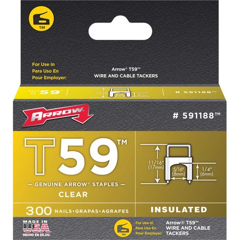 Premium Pack of 300 T59 Insulated Clutch Nails for Electrical and Construction Applications, 17mm Length