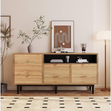 Aparador de madera con estantes regulables OKMYHOME (1/5)