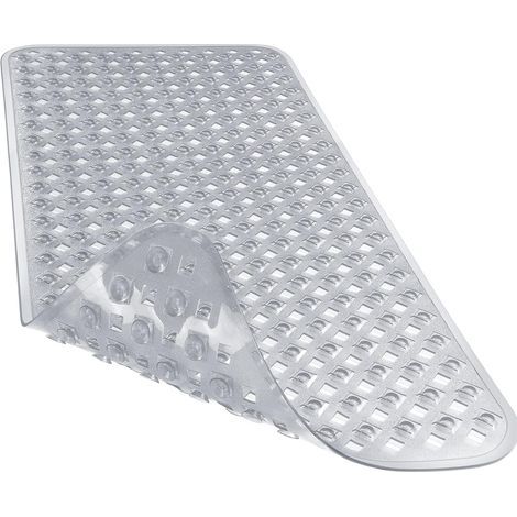 Alfombrilla de baño antideslizante original, alfombrilla para bañera, alfombrilla de ducha con orificios de drenaje, ventosas, lavable a máquina, libre de BPA, látex y ftalatos, 87,3 x 39,4 cm, gris. (1/5)