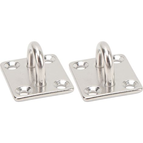 Paire de 2 œillets de pont carrés en acier inoxydable marine, robustes et durables, pour yacht et bateau, dimensions 30 x 35 mm (1,2 x 1,4 pouce), fixation solide pour accastillage. (1/5)