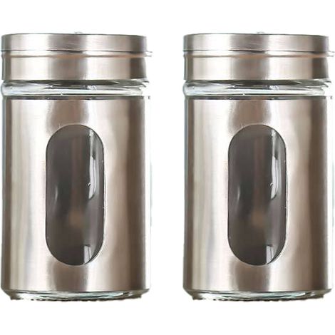 Saupoudreuse pour sel, sucre en poudre, cannelle et poivre, distributeur d'épices avec trous de versement réglables (1/5)