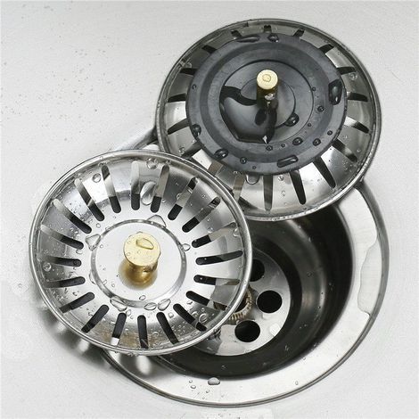 Tappo per lavello da cucina Mascot (confezione da 2, 80 mm), in acciaio inox 304, resistente alla corrosione, con funzione di filtro e setaccio, ideale per il drenaggio e la prevenzione di ostruzioni.
