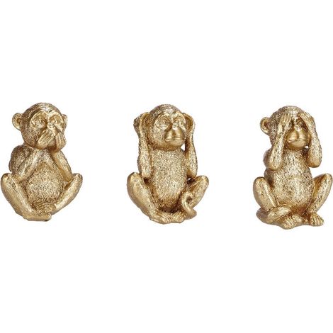 Set 3 Scimmietta Sciammia in Resina non Vedo Sento Parlo Oro 14,5 cm (1/2)