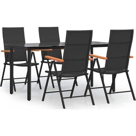 Maison Exclusive - Set da Pranzo da Giardino 5 pz Nero e Marrone in Polyrattan (1/5)