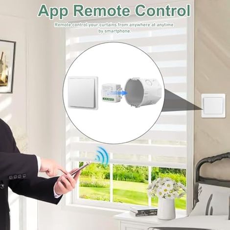 2 interrupteurs intelligents pour volets roulants WiFi WiFi, interrupteur intelligent encastré, module de volet roulant avec réglage de la durée pour rideaux et auvents, compatible avec Google Home (1/3)