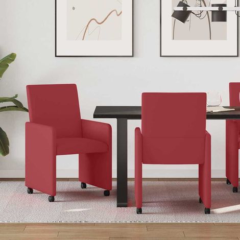 Esszimmerstühle mit Rollen 2 pcs Weinrot 57 x 66 x 94 cm