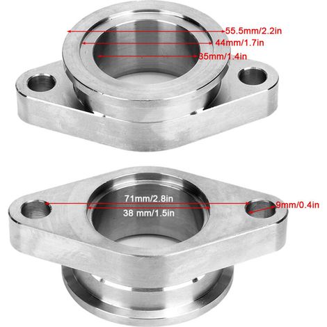 MVS V-Band-Flanschadapter für 1,5-Zoll-2-Loch-Wastegate aus Edelstahl SS304