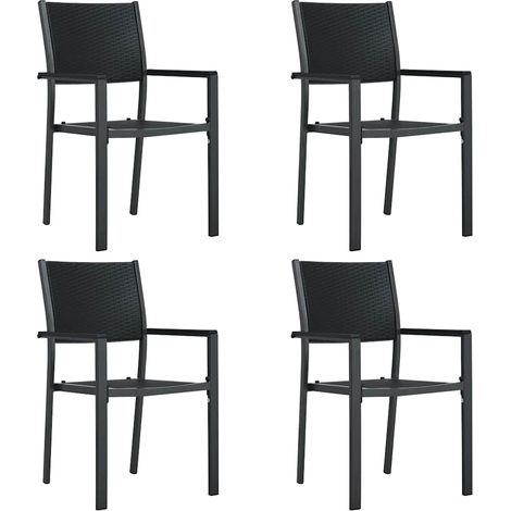 Sillas de jardín 4 unidades plástico con aspecto de ratán negro vidaXL (1/5)