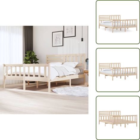 Cadre de lit sans matelas bois massif 160x200 cm - Cadre De Lit - Lit Double - Lit En Bois - Meuble Chambre - Literie (1/5)