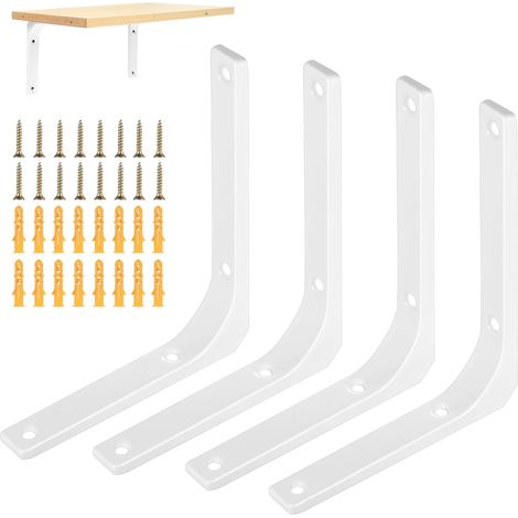 (150 x 125 mm)Lot de 4 supports d'étagère d'angle blancs Équerre d'étagère robuste 90° En métal flottant Pour angle d'étagère (blanc) (1/5)