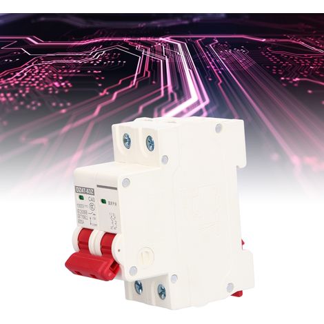 Disjoncteur Miniature DC 2P pour Systèmes Solaires PV 1000V 40A Montage Rail DIN DZ47-63Z C40