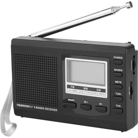 Récepteur radio portable FM - MW - SW avec radio-réveil numérique Récepteur radio noir-KOA (1/3)