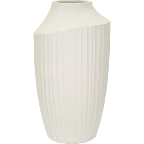 Vaso Ice alto in magnesio color crema con coste verticali