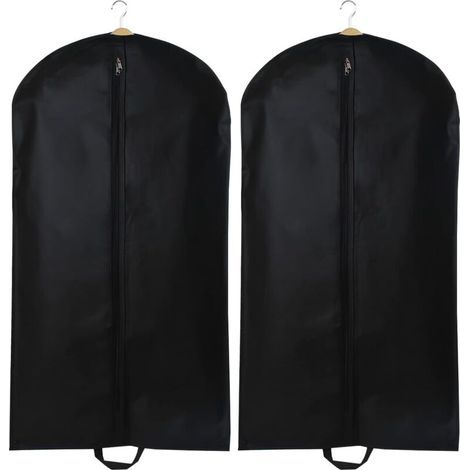 2 Kleidersäcke, atmungsaktiver Kleiderschutz zum Aufhängen, faltbare Staubschutzhülle, Aufbewahrungstasche mit Reißverschluss, für Kleiderschrankorganisation und Reisen (Schwarz) (1/4)
