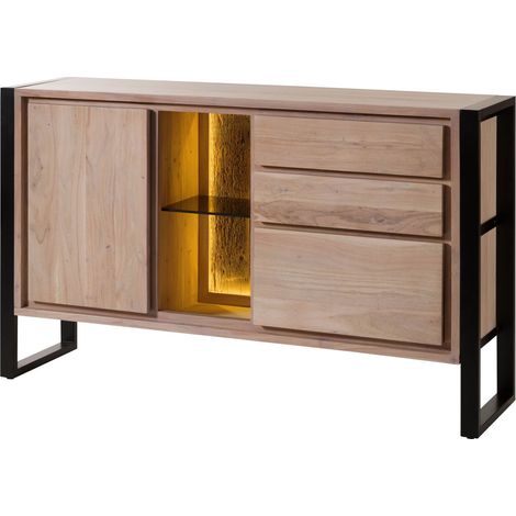 Credenza in legno di acacia / legno riciclato 150x40x90 laccato naturale DENVER 110