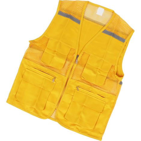Gilet de Bénévolat Jaune pour Événements, Vêtement de Travail Multifonctionnel avec Plusieurs Poches, Taille XL, Équipement pour Activités Solidaires, Type 1 (1/5)