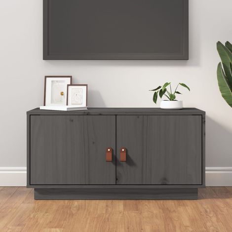 Meuble TV - Armoire de TV Banc TV pour Salon Gris 80x34x40 cm Bois de pin massif -FR10784 (1/5)