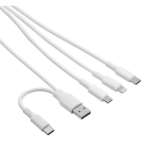 Cavo USB A + USB tipo C / USB tipo C + USB Micro B + Lightning da 1,2 m AK-USB-52 (1/2)