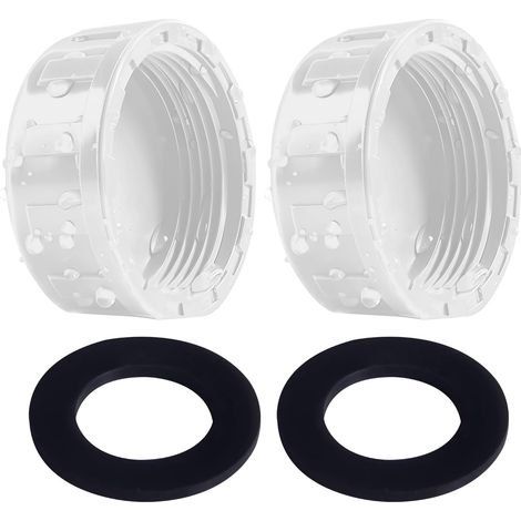 Lot de 2 bouchons filetés en PVC blanc 32 mm avec joints en caoutchouc pour raccords de tuyaux femelles 1'', bouchons de tuyaux pour jardinières et plomberie (1/5)