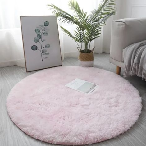 Weicher, rutschfester, runder Teppich mit langem Flor für Kinderzimmer, flauschiger Teppich für Babyzimmer, moderner Stil (1/5)