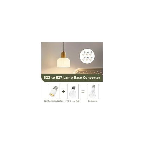6 Pièces Adaptateur B22 e E27, Adaptateur Ampoule Baillonette vers Vis Convertisseur de Douille Baïonnette B22 vers Vis E27, 0-250V, pour Ampoules LED, Incandescente Halogène et CFL pour Eclairage (1/4)