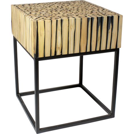 Meuble d'appoint en métal et branche de teck, TAHAA (1/5)