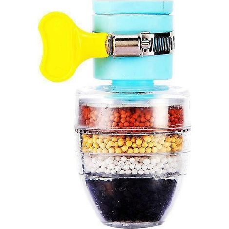 Filtre à eau à charbon actif pour robinet, purificateur d'eau, filtre universel avec un élément filtrant (bleu, lot de 5) (1/2)