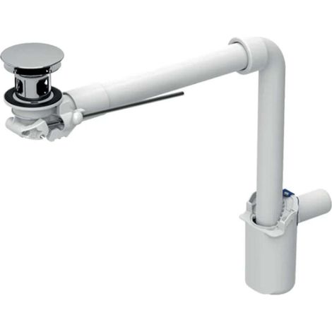 Geberit Accessori - Sifone salvaspazio per lavabi con troppopieno, piletta a saltarello, cromo 152.074.21.1