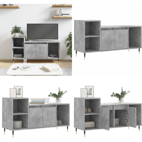 Meuble TV Gris béton 100x35x55 cm Bois d'ingénierie - Meubles Tv - Meuble Tv Gris - Meuble Tv Moderne - Meuble Tv Industriel - Rangement Tv - Home & Living (1/5)