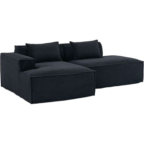 Canapé compact 235 cm en tissu noir, design moderne avec assise à ressorts et mousse haute densité, idéal pour petit salon, appartement ou bureau CHICFURN (1/5)