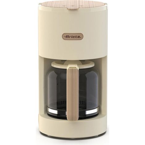 Ariete 1394 Macchina per Caffè con Filtro Breakfast Wood, Macchina Caffè Americano, 12 Tazze, Dettagli Effetto Legno, Piastra Riscaldante Antiaderente, Beige