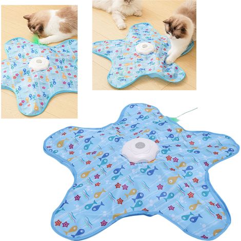 Jouet interactif pour chat Modèle poisson Motif plume Jeu de cache-cache électronique rechargeable 3 vitesses (1/4)