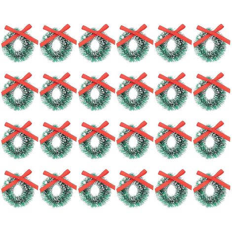Guirlande de Noël décorative à suspendre, 24 mini couronnes-3X3CM-Green (1/4)