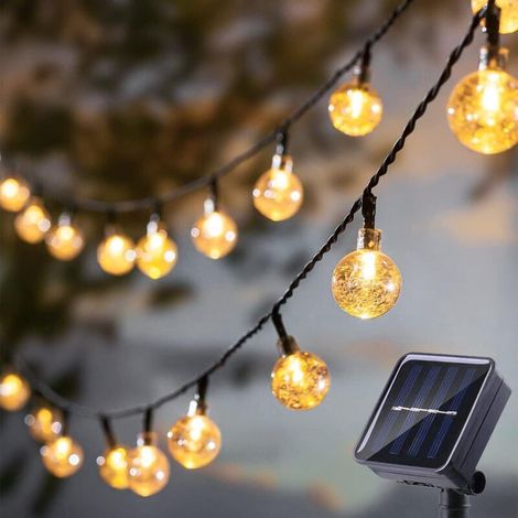 Solar string lights, small crystal ball, outdoor string lights with 30 LEDs, 6.5 meters, 8 lighting modes (warm light) (1/4)
