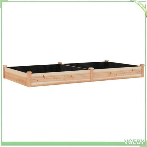 Lit surélevé de jardin - FAFEICY - 364301 - Bois sapin massif - 240x120x25 cm - Doublure incluse (1/5)