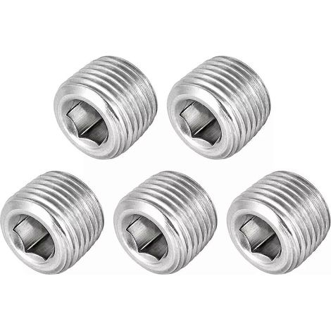 5x Bouchon fraisé hexagonal, raccord de tuyauterie en acier inoxydable, filetage mâle 1/8 NPT - FFY (1/4)