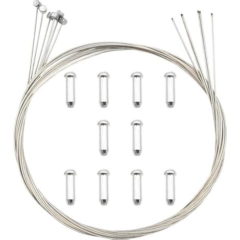 Cable de Frein Vélo, 6 pièces 1.7M Cable Frein Velo VTT, Avec 10 pcs de capuchons d'extrémité de câble de frein, Convient aux vélos de montagne (1/4)