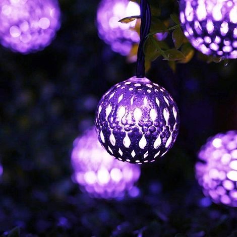 Guirlande Lumineuse Solaire,12 m 100LED 8 modes, guirlandes lumineuses Globe Fairy, lumières décoratives marocaines, pour arbre, patio, cour, mariage, fête, intérieur (Multicolore)