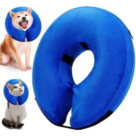 Collerette Chien, Collerette Chien Gonflable, Colerette Chien Anti Lechage, Colliers de Récupération Gonflables pour la Cicatrisation des Plaies et Empêcher Mordre ou de Gratter(Blue L) (1/5)