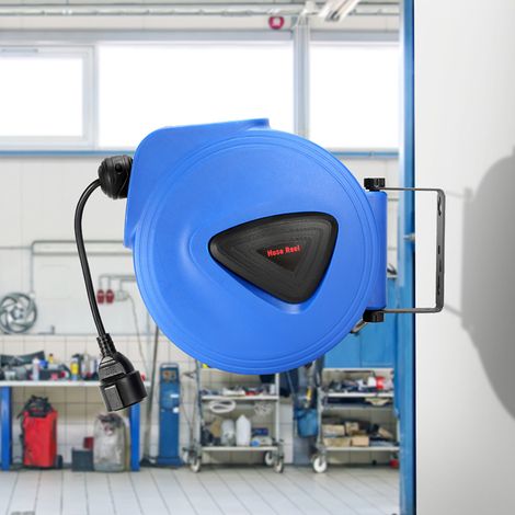 Randaco Automatik Kabeltrommel 20 m für Wandmontage, automatischer Kabelaufroller mit Überlastschutz und 180° drehbarer Halterung